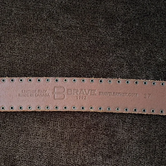 Brown Studded Leather Waist Belt with Silver Buckle - Picture 6 of 8